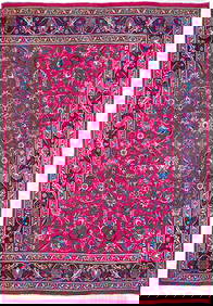 8 x 11.2 Red Lilac Semi-Antique Persian Kashan Rug Handmade Wool (1 of 6)