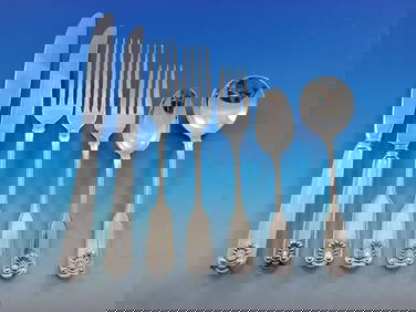 Frank Smith Fiddle Shell Sterling Silver Flatware Set 84 pcs Service for 12 (1 of 7)