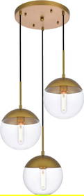 Elegant Lighting Eclipse Brass Pendant 9H x 18W x 18D Mid-Century Modern (1 of 1)