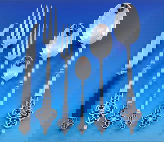 Christofle Renaissance Sterling Silver Flatware Set 84 Pieces Handmade France (1 of 8)