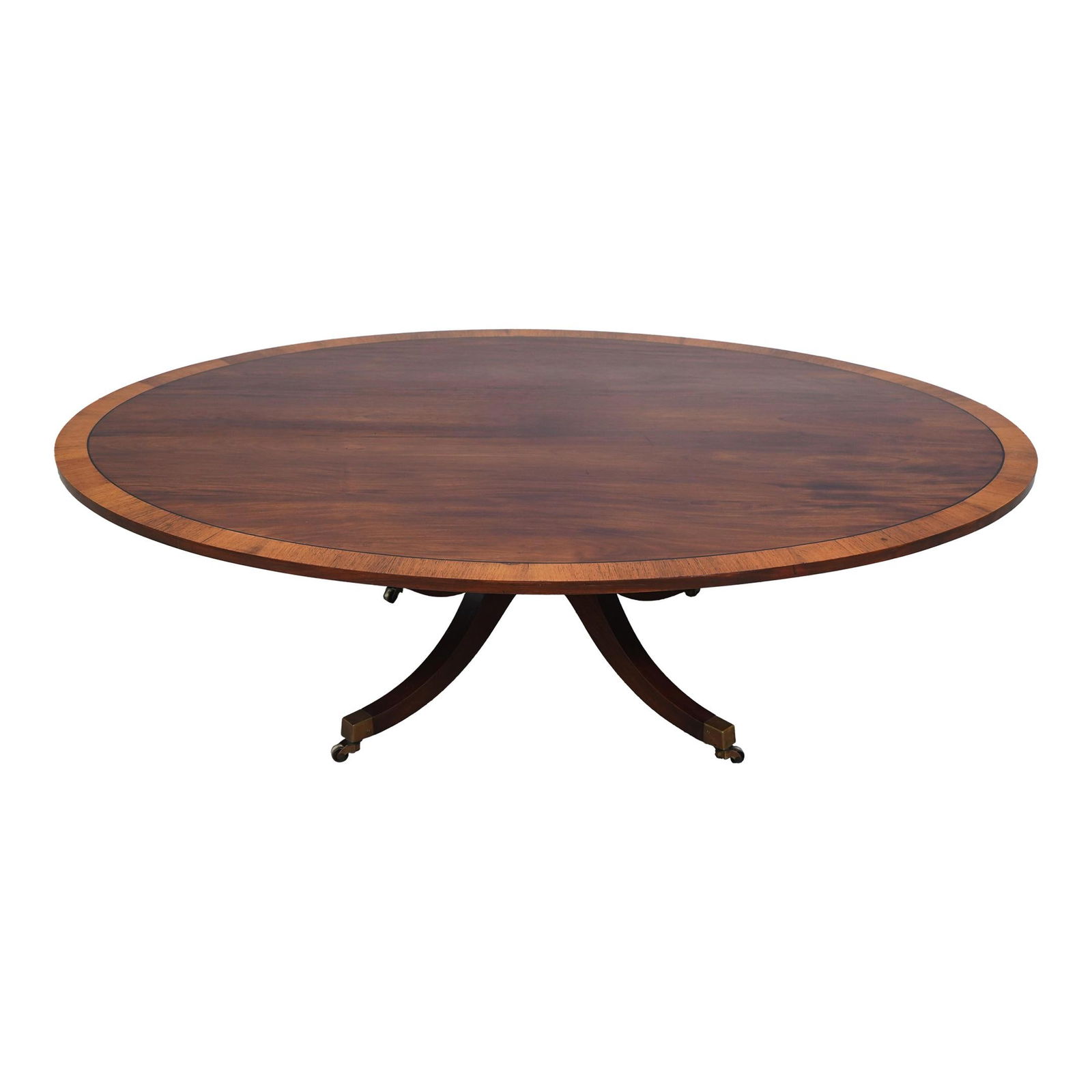 Smith & Watson Large Mahogany Coffee Table 47 x 67.5 x 20 Duncan Phyfe Design: Smith & Watson Large Mahogany Coffee Table 47 x 67.5 x 20 Duncan Phyfe Design This large elliptical coffee table showcases quality craftsmanship, attributed to Smith & Watson or a similar manufacturer
