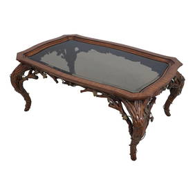 Labarge Art Nouveau Coffee Table 56 x 37 Glass Top Ornate Legs (1 of 10)