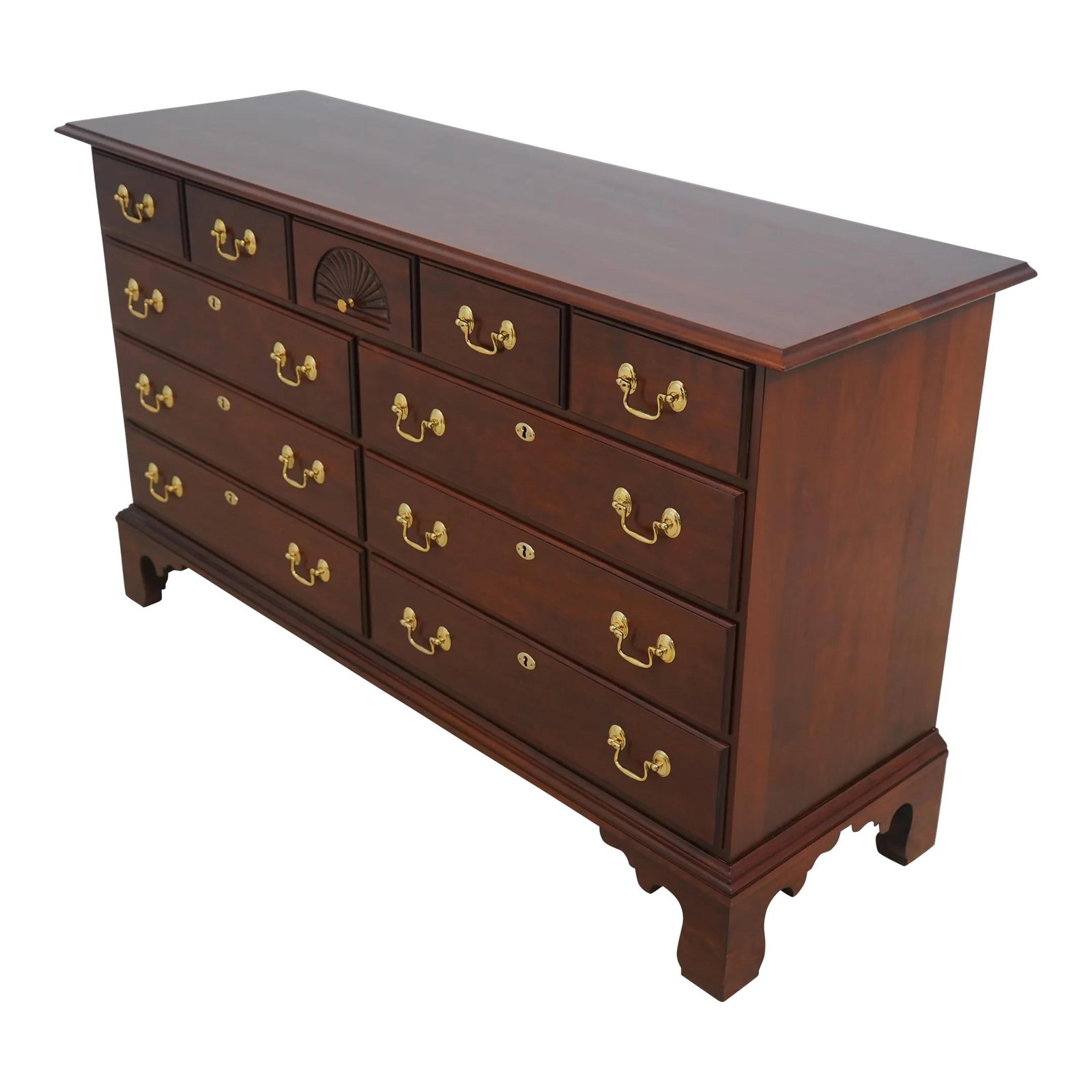 Statton Chippendale Dresser Solid Cherry 60x19.5x34.5 New Market Finish: Statton Chippendale Dresser Solid Cherry 60x19.5x34.5 New Market Finish This exquisite Chippendale dresser features a beautiful New Market finish in solid cherry wood, showcasing high-quality dovetail