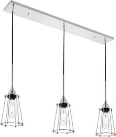 Elegant Lighting Auspice Chrome Pendant Light Adjustable 23-95 in Mid-Century Modern (1 of 1)