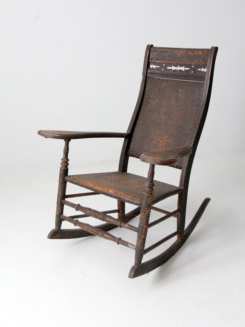 Heritage Collection Antique Rustic Woven Rocking Chair 40.5" Height: Heritage Collection Antique Rustic Woven Rocking Chair 40.5" Height Discover the charm of the Antique American Rustic Rocking Chair, a beautiful piece from our Heritage Collection. This antique rockin