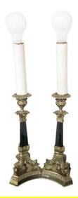 French Louis XIV Style Bronze Ebony Double Desk Lamp 9 x 5 x 21 (1 of 7)