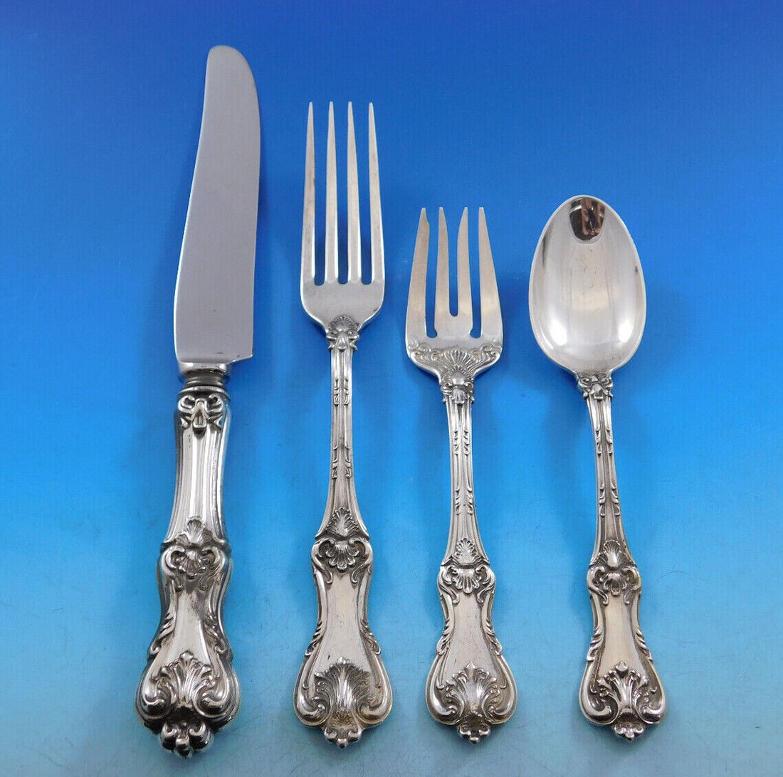 Frank Smith Federal Cotillion Sterling Silver Flatware 34 pcs Set for 8 with Storage Chest: Frank Smith Federal Cotillion Sterling Silver Flatware 34 pcs Set for 8 with Storage Chest Presenting the Federal Cotillion Sterling Silver Flatware Set by Frank Smith, an exquisite collection that em