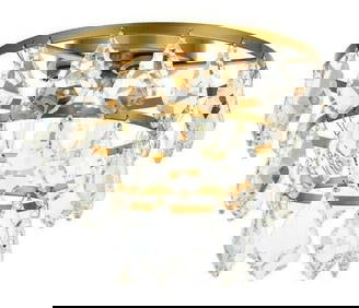 Elegant Brass 3-Light Flush Mount Chandelier Ella 10in Crystal Fixture (1 of 9)