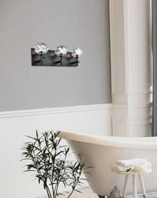 Graham 3-Light Black Modern Wall Sconce with Clear Crystal Shades 18" (1 of 10)