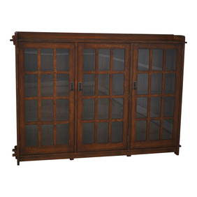 Stickley Mission Oak Arts & Crafts 3 Door Bookcase with Adjustable Shelves (1 of 10)