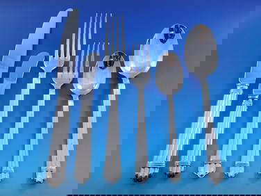 Christofle Aria Sterling Silver Flatware Set 79 pcs Art Deco France (1 of 12)