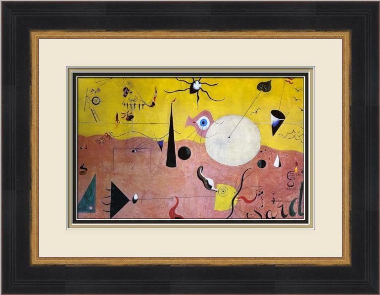 Joan Miro Catalan Landscape Abstract Lithograph Custom Framed 25.5 x 20: Joan Miro Catalan Landscape Abstract Lithograph Custom Framed 25.5 x 20 This stunning custom gallery framed print of "Catalan Landscape" by Joan Miro showcases the artist's signature abstract style. T