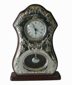 Elegant Italian Silver Laminate Wood Grandfather Clock 12.75" Height (1 of 3)