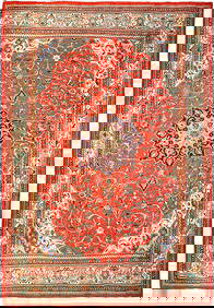Handcrafted 10.4 x 12.10 Red Persian Sarouk Mahal Rug (1 of 5)
