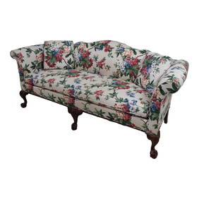 Hickory Chair Co Chippendale Floral Sofa 85w Mahogany Finish (1 of 10)