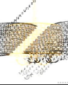 Elise 4-Light Brass Pendant Chandelier with Clear Crystals 17in (1 of 9)