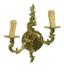 Elegant French Style 2 Arm Wall Sconce Brass Finish 12w x 5d x 13h (1 of 7)