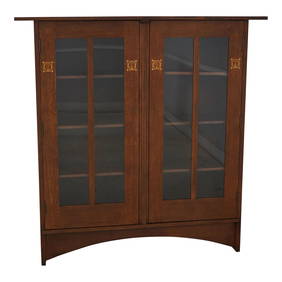 Stickley Harvey Ellis Inlaid Mission Oak Bookcase 54.5w x 14d x 55.5h Arts & Crafts Style (1 of 10)