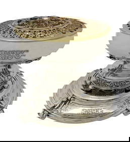 Antique Towle 925 Sterling Silver Rose Bowl Centerpiece with Brass Frog 9x10.5 Inches (1 of 5)
