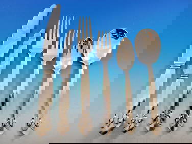 Georg Jensen Bittersweet Sterling Silver 77-Pc Flatware Set Mid-Century Modern (1 of 7)