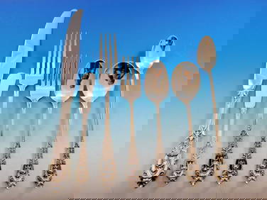 Wallace Rose Point Sterling Silver Flatware Set 93 Pcs Dinner Service (1 of 9)