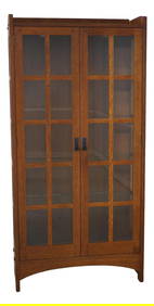 Stickley Mission Oak Arts & Crafts Bookcase Cabinet 38x15x78 Lighted Solid Brass Hardware (1 of 10)