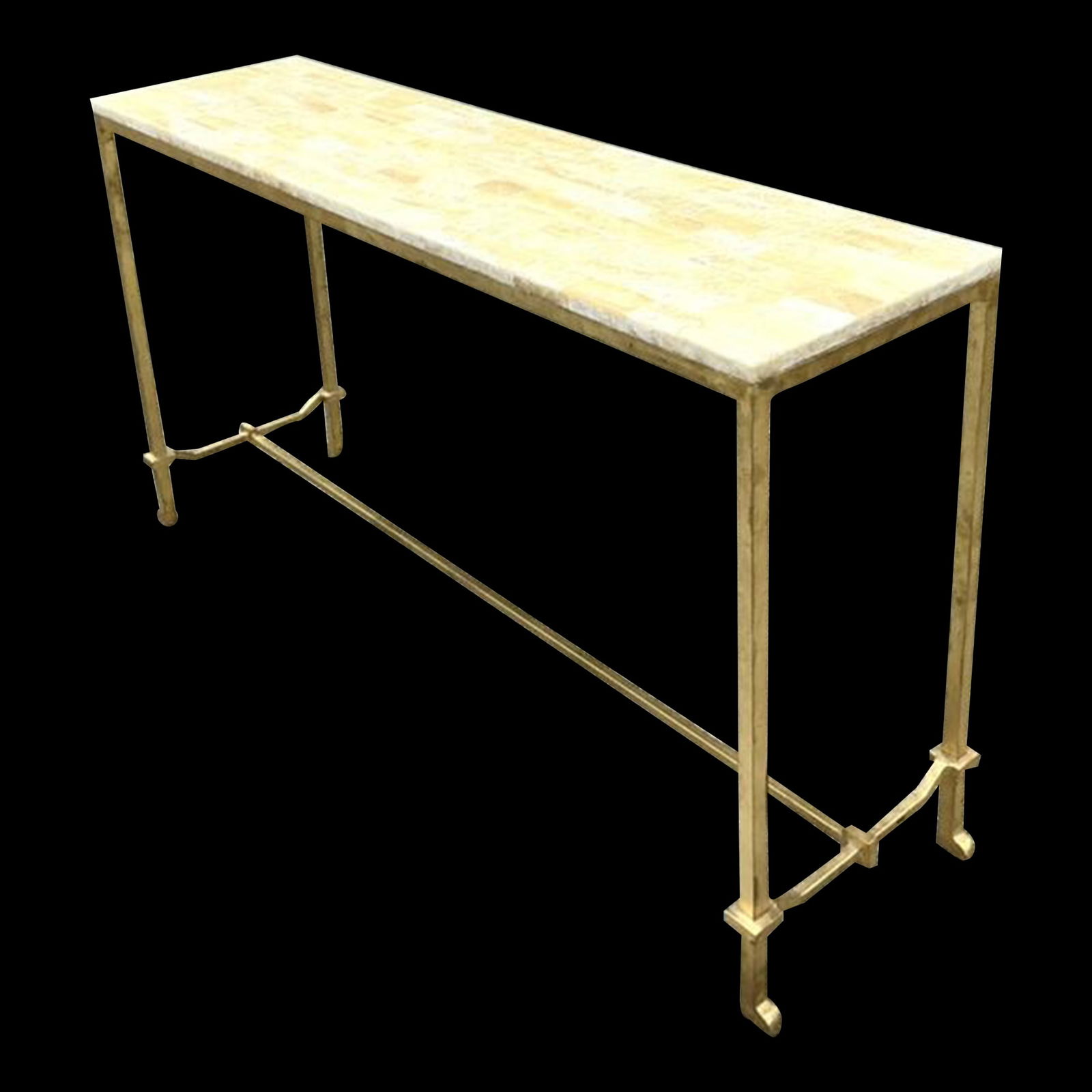 Vintage Boho Console Table with Stone Top by Currey and Company: Vintage Boho Console Table with Stone Top by Currey and Company Elevate your interior with this Vintage Boho Stone Top Console Table, inspired by Currey and Company. This piece features a sleek stone