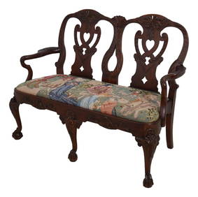 Theodore Alexander Georgian Mahogany Settee with Needlepoint Cushion 50x22x40.5 (1 of 10)