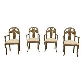 Set of 4 Art Nouveau Leaf Carved Armchairs 22w x 21d x 38.5h (1 of 10)