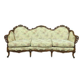 1930s Vintage Ornate Walnut Sofa with Eagle Head Arms 81.5" (1 of 10)