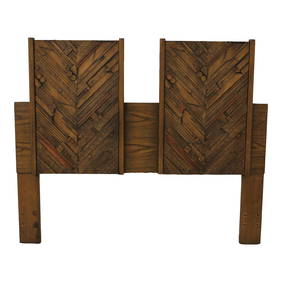 Lane Mid Century Modern Brutalist Bed Headboard 60 x 50.5 Brown Wood (1 of 7)