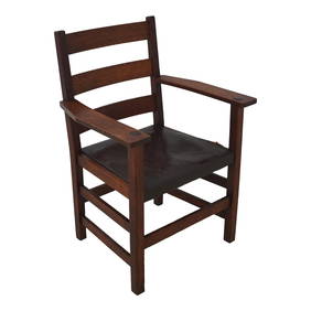 L&JG Stickley Antique Mission Oak Armchair C.1900-1910 26"W x 24"D x 37"H (1 of 10)