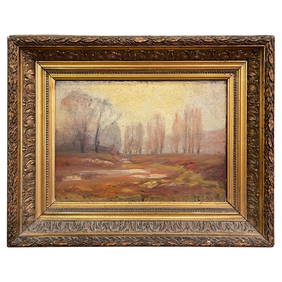 19th Century French Signed Landscape Oil Painting by L. Larrauie in Gilt Frame (1 of 11)