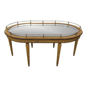 Ej Victor Louis XVI Coffee Table 25 x 48 x 23 Beveled Glass Satinwood (1 of 9)