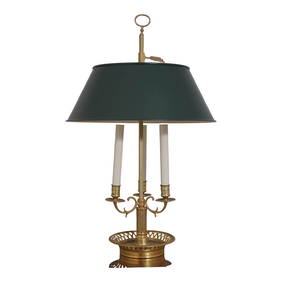 Vaughn French Brass Desk Lamp with Green Tole Shade 15w x 15d x 24h (1 of 9)