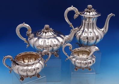 CJ Vander 1979 Sterling Silver 4-Piece Tea Set Melon Design (1 of 19)