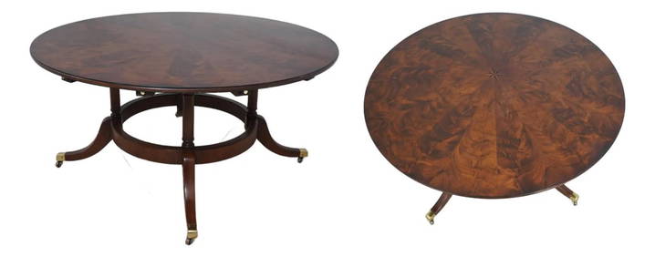 Ej Victor Regency Style 60 Inch Round Mahogany Dining Table with Extension Leaves (1 of 10)