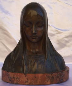 1900 Art Nouveau Bronze Statue of Young Girl on Marble Base (1 of 7)