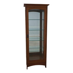 Stickley Mission Oak Curio Cabinet Lighted Mirrored 28.5x16x78 (1 of 10)