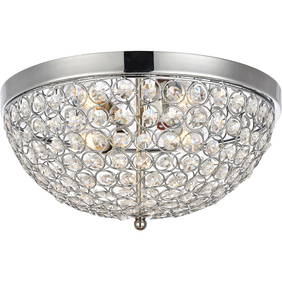 Taye 3-Light 13.5 Inch Chrome Flush Mount Crystal Ceiling Light (1 of 5)