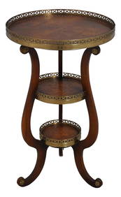 Theodore Alexander 3 Tier Round Side Table Burl Walnut 18 x 18 x 30 (1 of 10)