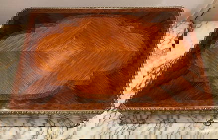 19th Century French Ormolu Inlaid Walnut Poker Chips Box with Lock (1 of 12)
