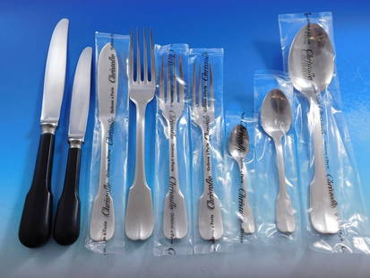 Christofle Bearn 110-Piece Stainless Steel Flatware Set with Ebony Handles: Christofle Bearn 110-Piece Stainless Steel Flatware Set with Ebony Handles Discover the elegance of the Bearn flatware service set by Christofle, a prestigious name in French craftsmanship. This compr