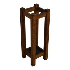 Vintage Mission Oak Arts & Crafts Umbrella Stand with Copper Tray 10 x 10 x 28.5 (1 of 7)