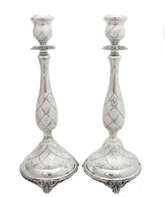 Elegant Handmade 925 Sterling Silver Round Candlesticks 16 Inches (1 of 6)