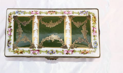 19th Century French Sevres Hand Painted Porcelain Jewelry Box (1 of 6)