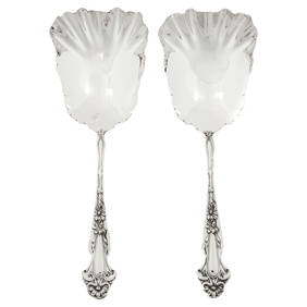 Exquisite Pair of 11" Art Nouveau Sterling Silver Serving Spoons (1 of 5)
