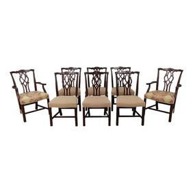 Set of 8 Kindel Chippendale Mahogany Dining Chairs 25w x 20d x 37h (1 of 10)