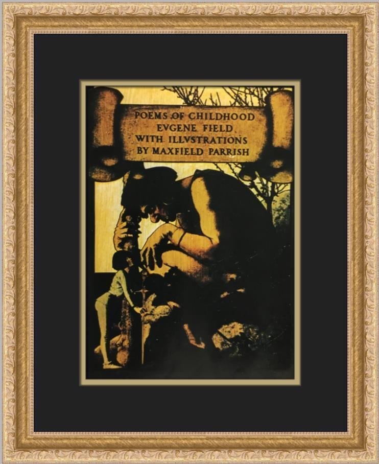 Maxfield Parrish Giant with Jack Custom Framed Print 14 x 17: Maxfield Parrish Giant with Jack Custom Framed Print 14 x 17 This beautiful custom framed print titled 'Giant with Jack at his Feet' by Maxfield Parrish showcases the artist's Impressionistic style, c