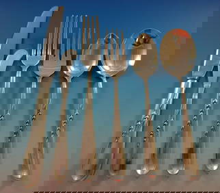 Reed & Barton Silver Wheat Sterling Silver Flatware Set 80 Pieces for 12 Service (1 of 10)